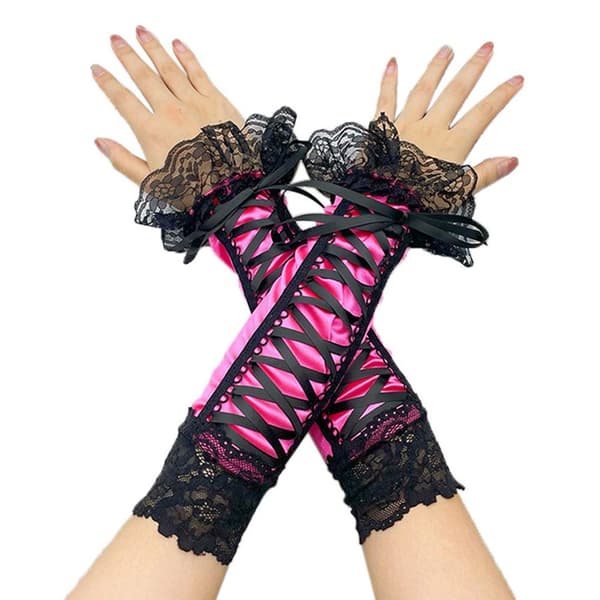 Lange blondehandsker, halvfingerhandsker, SORT black