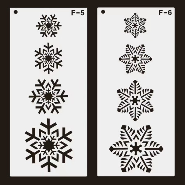 6 STK Christmas Snowflake Stencils Skabelon Maleri Skabelon