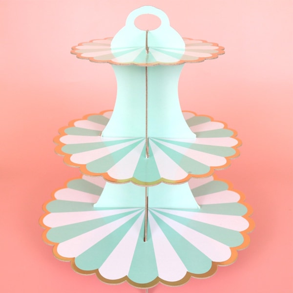 3 Etagers Cupcake Stand Papir Kageholder GRØN 2 2 Green 2-2