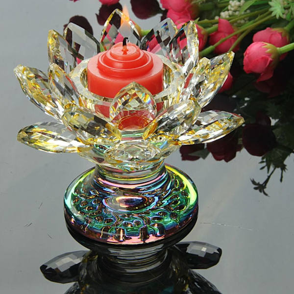 Crysta Lotus Flower Ornament Lotus Flower Figuuri LÄPINÄKYVÄ transparent