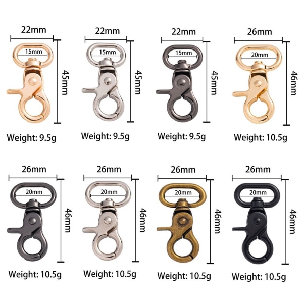 5 st Löstagbara Snap Hook Trigger Clips GULD 20MM Gold 20mm