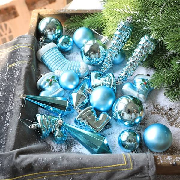 21 STK/Kasse Juletræspynt Juleboldpynt light blue