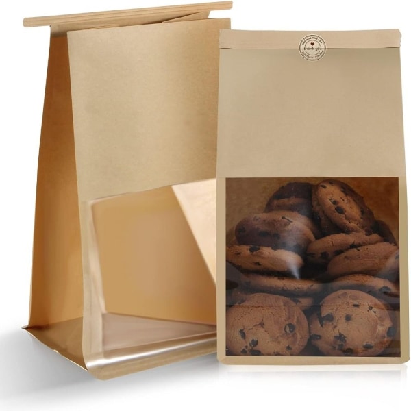 50 stk bakeposer med vindu kakeposer for pakking av godteri