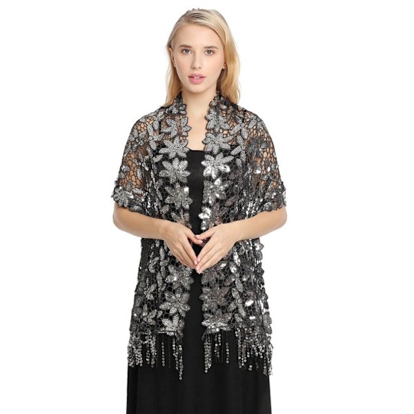 Aftonklänningar Sjal Lady Cape Wraps SVART SILVER SVART SILVER Black Silver