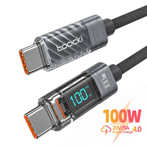 Mobildatakabel Ladekabel 2M100W C-C GRÅ 100W C-C GRÅ 2m100W C-C Grey