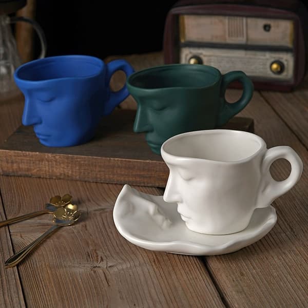 Keramisk ansiktskrus Thinker Coffee Cup SVART Black