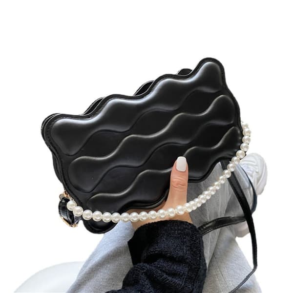 New Wave Pattern Dametaske One Shoulder Bag SORT black