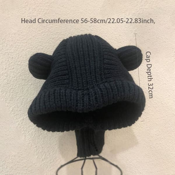 Pullover Stickad Mössa Varm Balaclava Mössa MÖRKLILA dark purple