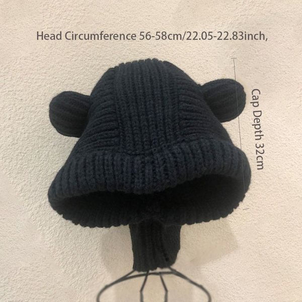 Pullover Stickad Mössa Varm Balaclava Mössa VIT white