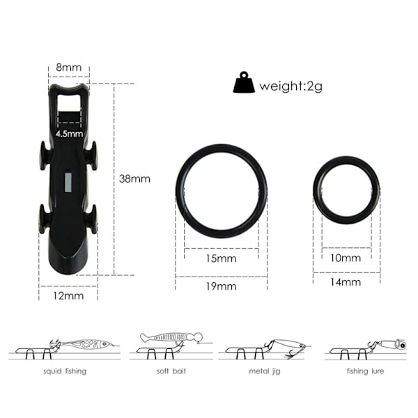 1 set magnetisk krok Secure Keeps Lures Hållare SVART SVART Black