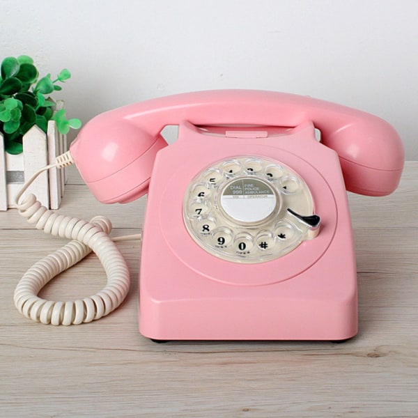 Vintage Rotary Dial Phone Retro stil fasttelefon HVIT White