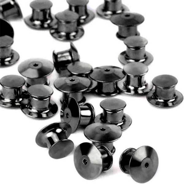 30 STK Badge Spænde Broche Tryklås SORT black