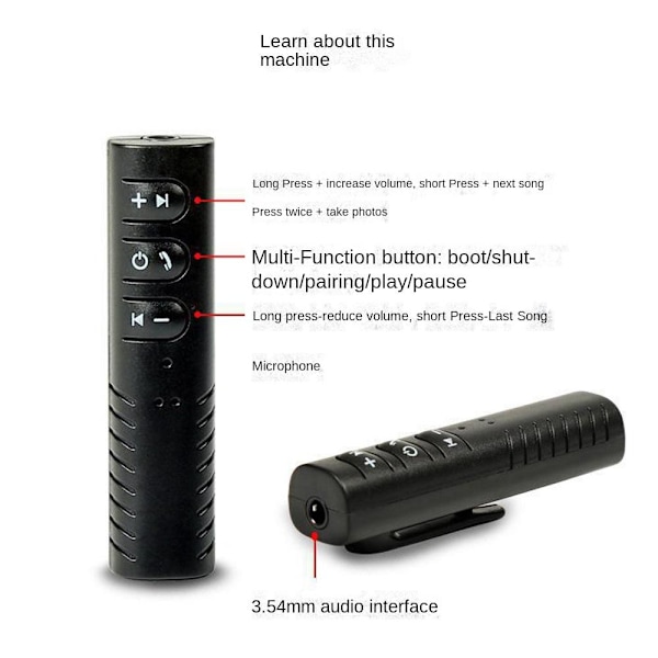 Bluetooth Receiver Transmitter Adapter Audio Bluetooth Receiver Black