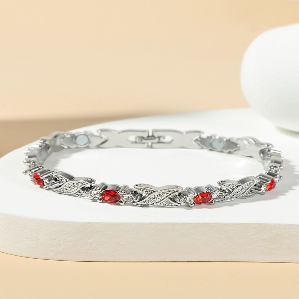 Magnetiska armband Klimakteriet Återuppleva Armband RÖD SILVER KEDJA Red Silver Chain