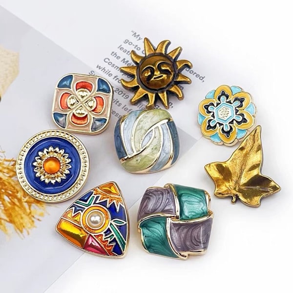 10 stk Metallblomstknapper Rhinestone-knapp E E E