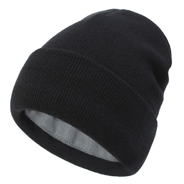 Lue Hatt Beanie med mansjett SVART SVART Black