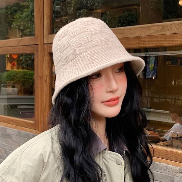 Stickad Bucket Hat Cuff Stickad Beanie BEIGE beige