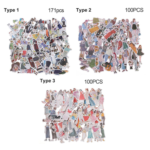 100/171 ST Mori Girls Stickers Cartoon Silhouette Paster