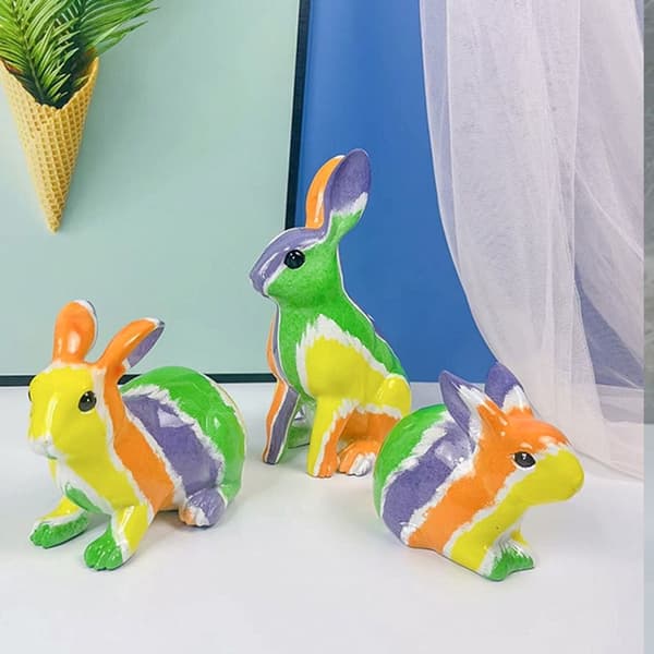 Graffiti Bunny Statue Rabbit Crafts 3-SEISEVÄ KANI