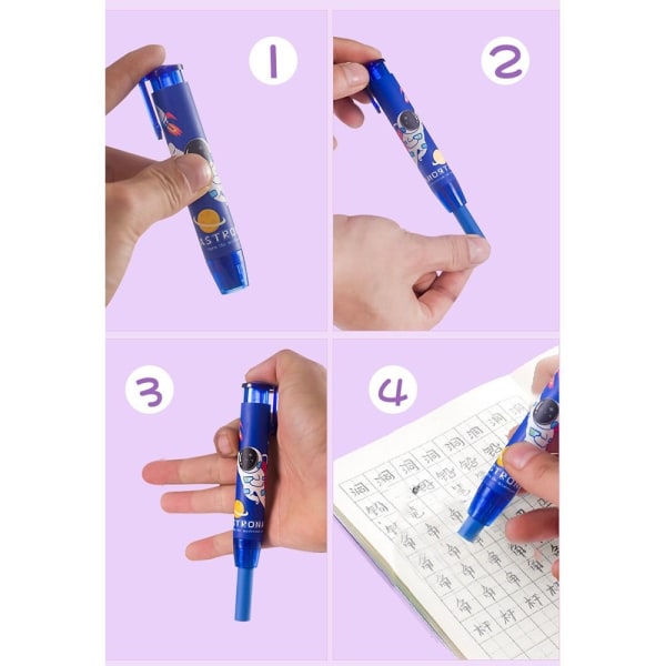 2 Set in pressande penna Eraser Mekanisk Eraser BLÅ PÅFYLLNING BLÅ Blue Refill