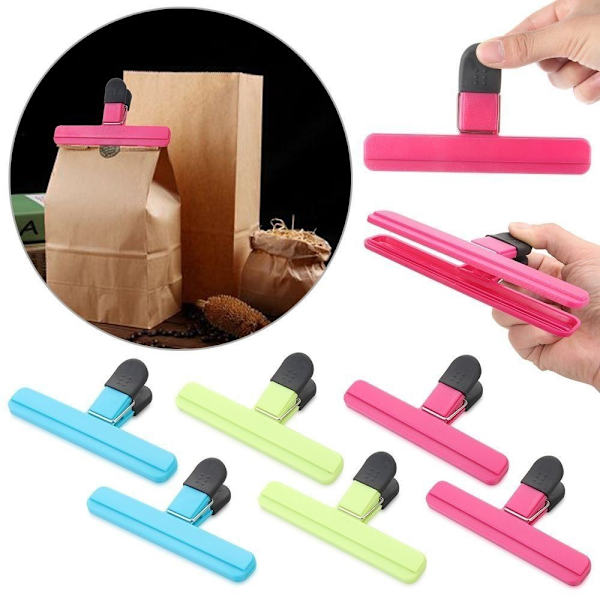 2/4 stk Plastpose Forseglingsclips Stor Chip Bag Clips SORT S Black S