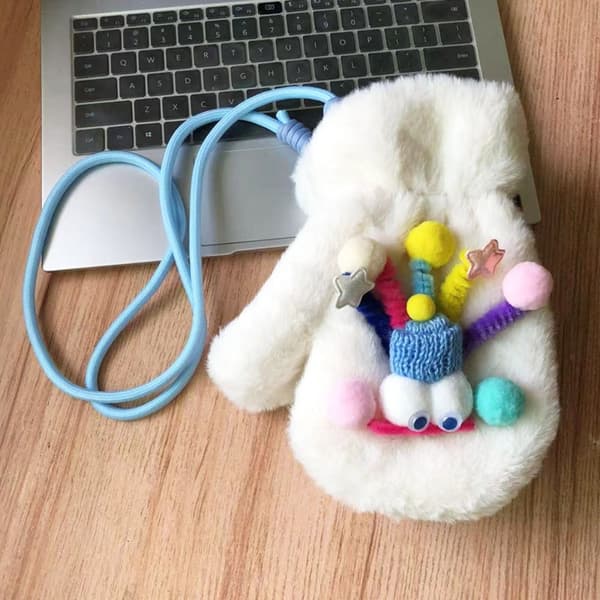 1 par fluffhandskar Vintervarma handskar HANDSKAR & VIT ROPE Gloves & White Rope