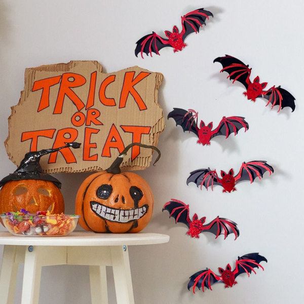 12/18/24 STK 3D flaggermus-klistremerker Halloween veggdekor 1-24 STK 1-24PCS