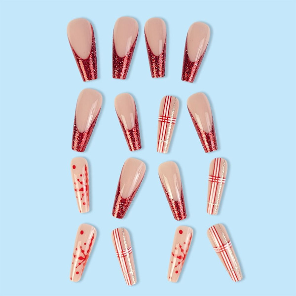 Christmas French Fake Nails Ballerina False Nail 2 2 2
