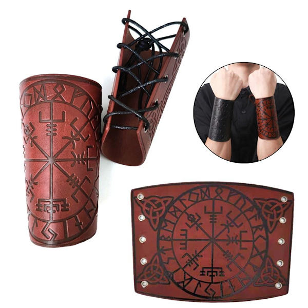 Viking Odin Symbol Armbånd Punk Armbånd BRUNT&SORT brown&black