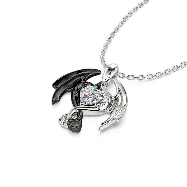 Utsökt romantiskt drakpar Hjärtformat halsband VIT white