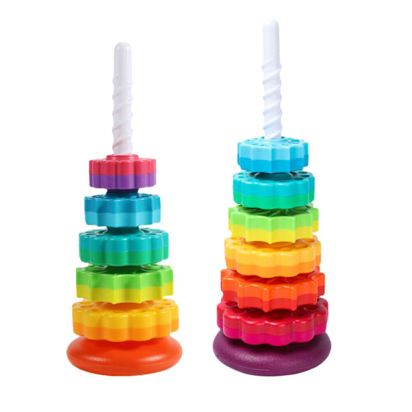 Gears Stapling Ringar Leksak Spinning Stacker för förskolepresent