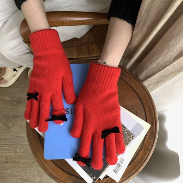 1 par varma handskar stickade handskar RÖDA Red