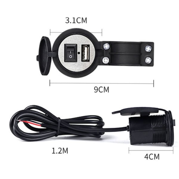 Socket Adapter Mobil strøm USB-lader