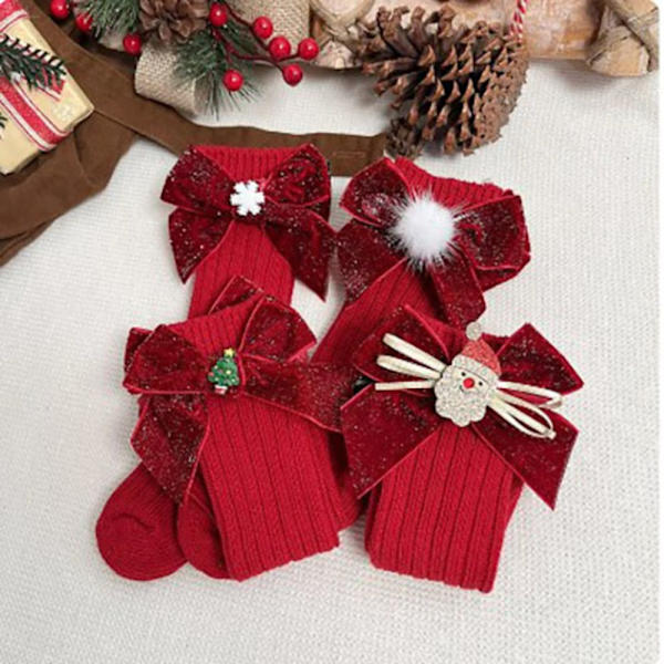Vinter Baby Flickor Pojkar Julstrumpor Barn Knähög strumpa MSanta Claus Red