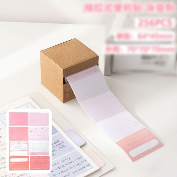 256 STK/æske Memo Pad Study Sticky Note 02-GRADIENT PINK 02-Gradient Pink