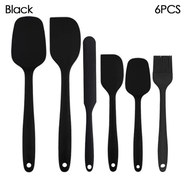 6 st Silikonspatel Bakspadar SVART Black