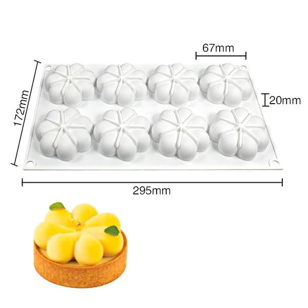 8 hulrom 3D blomst silikon kakeform mousseform