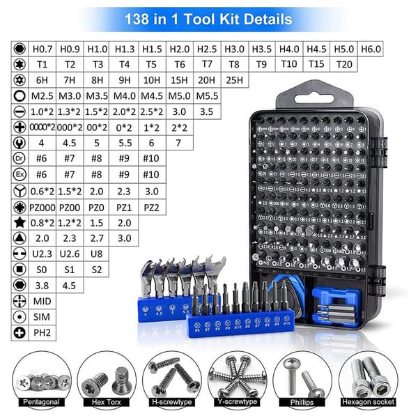 138 in 1 set Matkapuhelin HARMAA Grey