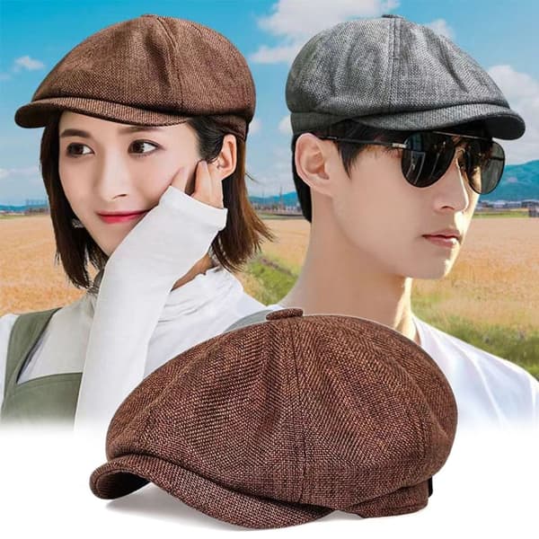 Retro baskerhatt Newsboyhatt GRÅ grey