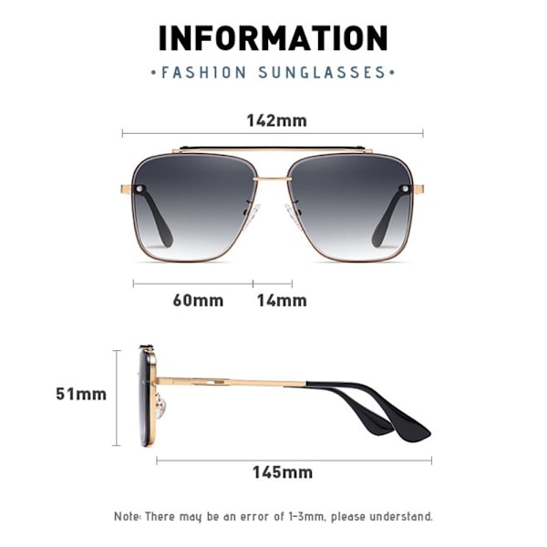 Metallram Solglasögon Unisex Coola körglasögon Gold/Grey