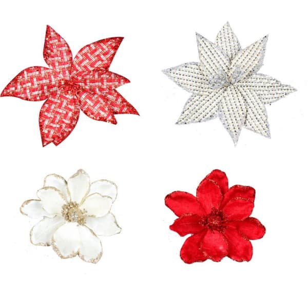 Glitter Juleblomster Artificial Floral Stake 1 1 1