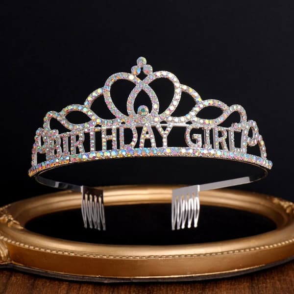 Bursdagskrone Tiara Krystall Rhinestone Krone MULTICOLOR Multicolor