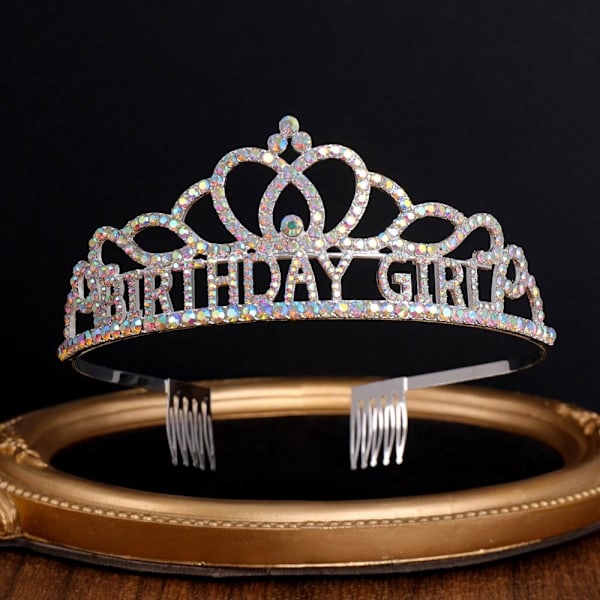Fødselsdagskrone Tiara Krystal Rhinestone Krone MULTICOLOR Multicolor