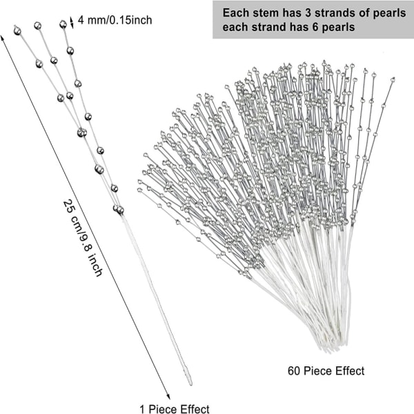 100 stk. Imiteret perlestav stilke Buketter 4mm perlesnor