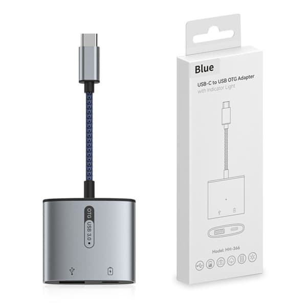 Type-C OTG-sovitin USB 3.0 -jakaja MUSTA Black