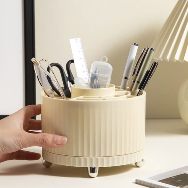 Desktop Storage Box Kosmetisk Organizer VIT White