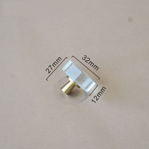 4 stk. Glas Krystal Kabinet Knapper Messing