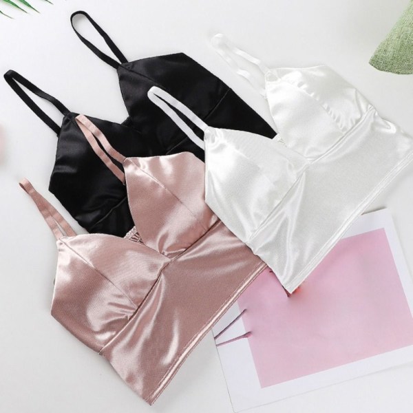 Dame Tube Top Satin Crop Toppe SORT black