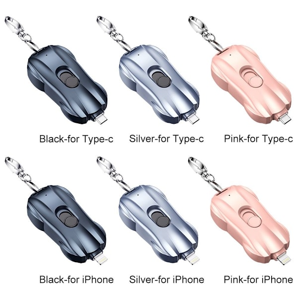 Bærbar Power Bank Nødoplader SØLV TIL IPHONE Silver for iPhone