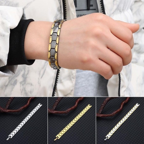 Magnetic Therapy Armband Avtagbar armring GULD&SILVER gold&silver